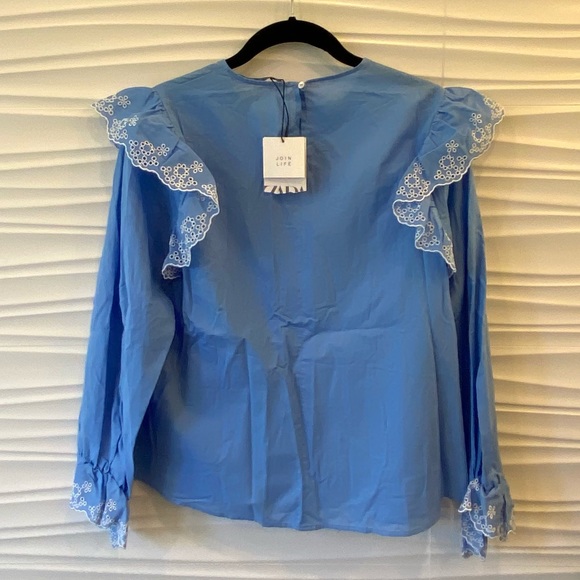 NWT Zara cotton embroidered eyelet blouse - Picture 12 of 13